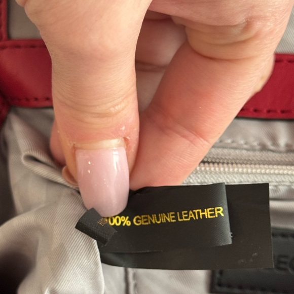 Rebecca Minkoff Leather Chevron Quilted Crossbody Flap Boy Bag Red Silver - Picture 8 of 12